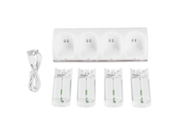 KOFIHETY Estação De Carregamento 4 Em 1 Para Wii/wii U, Solução De Carregamento Multiporta Com Baterias Recarregáveis E Indicador De Luz Led Para Fácil Armazen