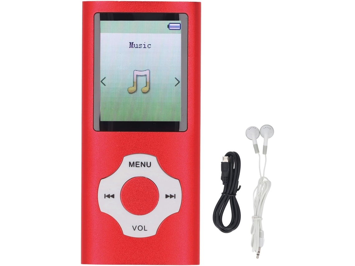 Leitor de MP3/MP4 de 128 GB, tela de 128 GB, alto-falante colorido de 1,8 polegadas, HiFi, gravação de voz (vermelho)