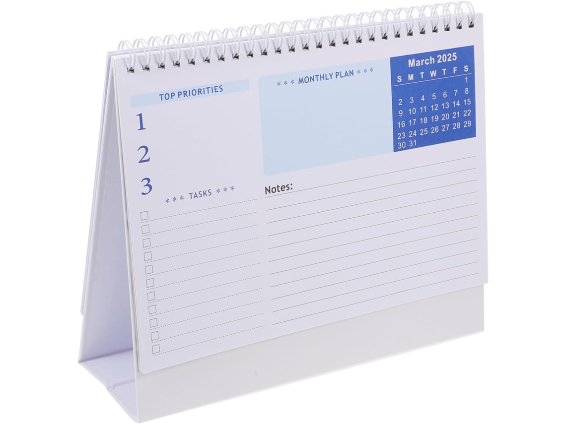 Calendário De Mesa, Mensal Independente, Com Aba, Pequeno, Espaço Para