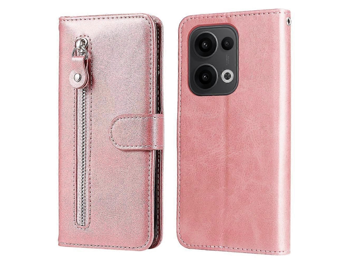 Capa De Celular De Couro Com Zíper E Textura De Bezerro Da Moda