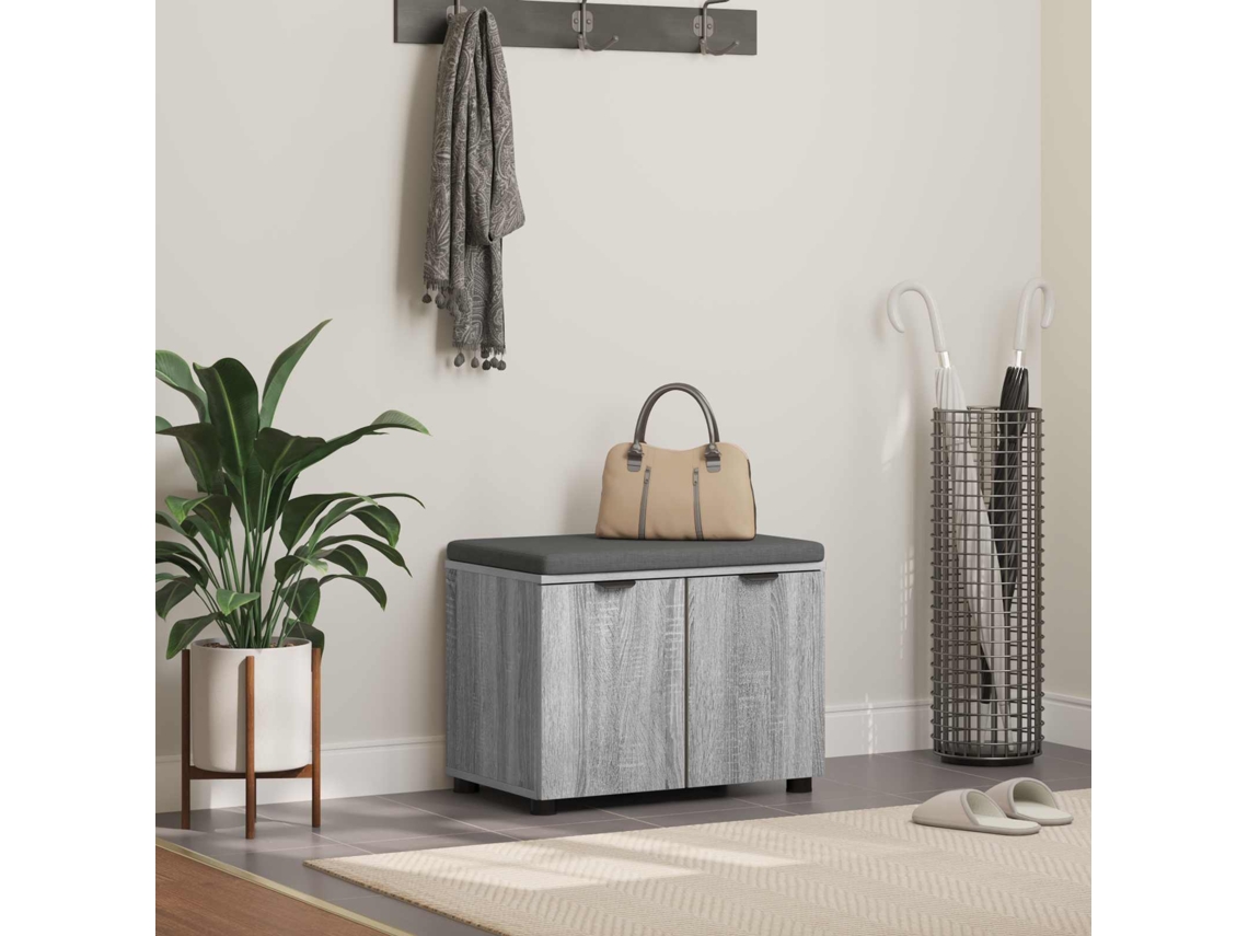 Vidaxl Banco De Hall Com Almofada Sonoma Cinza 60 X 38 X 46 Cm