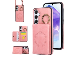 Capa Para Samsung Galaxy A56 5g Anel Protetor Lente Carteira Rosa Czhhmart