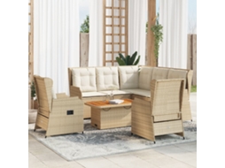 Vidaxl 6 Pcs Conjunto Lounge P/ Jardim Com Almofadões Vime Pe Bege