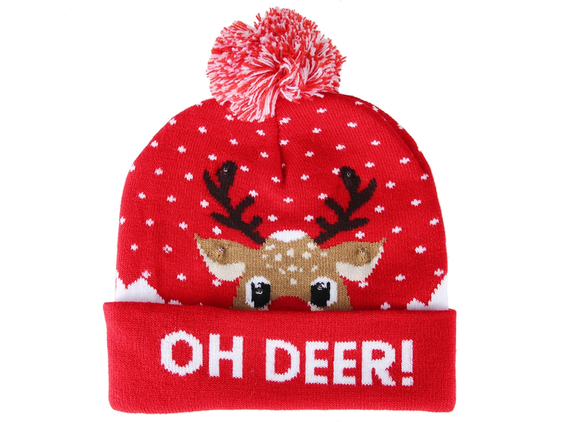 Gorro de Natal Luminoso Tricô Estiloso para Adultos e Crianças Tipo 3