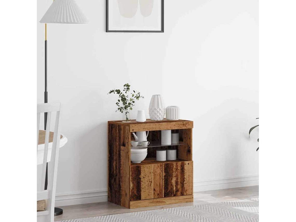 Vidaxl Aparador Led Castanho 60,5 X 37 X 67 Cm Derivados De Madeira