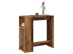 Vidaxl Mesa De Bar Com Prateleiras Derivados De Madeira Madeira Velha