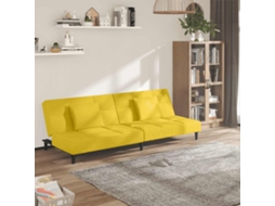 Vidaxl Sofá-cama 2 Lugares Com Duas Almofadas Veludo Amarelo