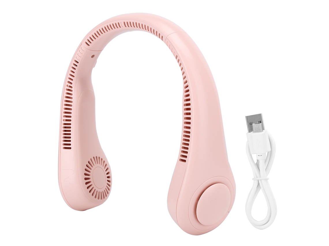 Ventilador De Pescoço (design Sem Lâmina, Resfriamento Por Ar) Ventilador Elétrico Mini Portátil Usb Rosa Popular