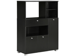 Aparador Melamina de Madeira Cor Preto 90x40x120 cm Homcom