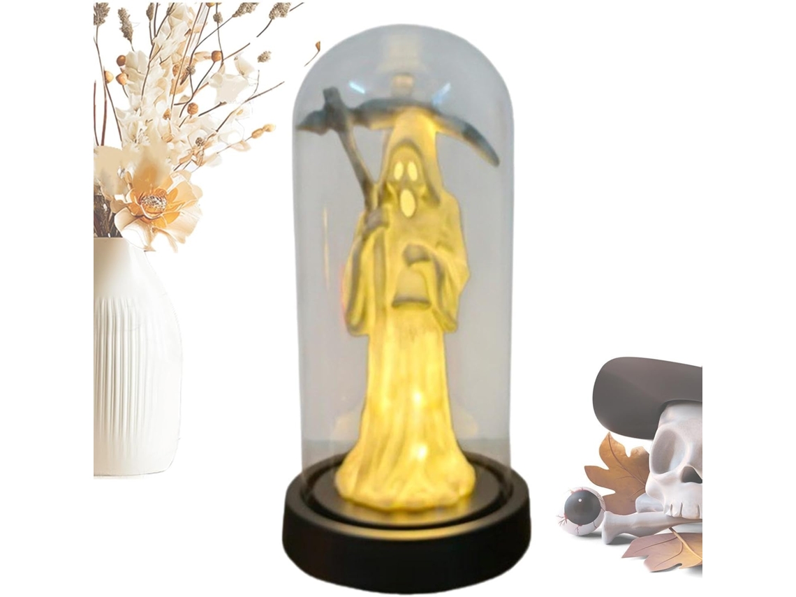 Abajur gótico em forma de fantasma dentro de uma garrafa de vidro, luminária noturna assustadora, decoração de mesa.