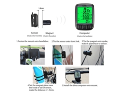 Computador de Bicicleta com Luz de Fundo Verde Impermeável Odomêtro Velocímetro LCD S/MARCA