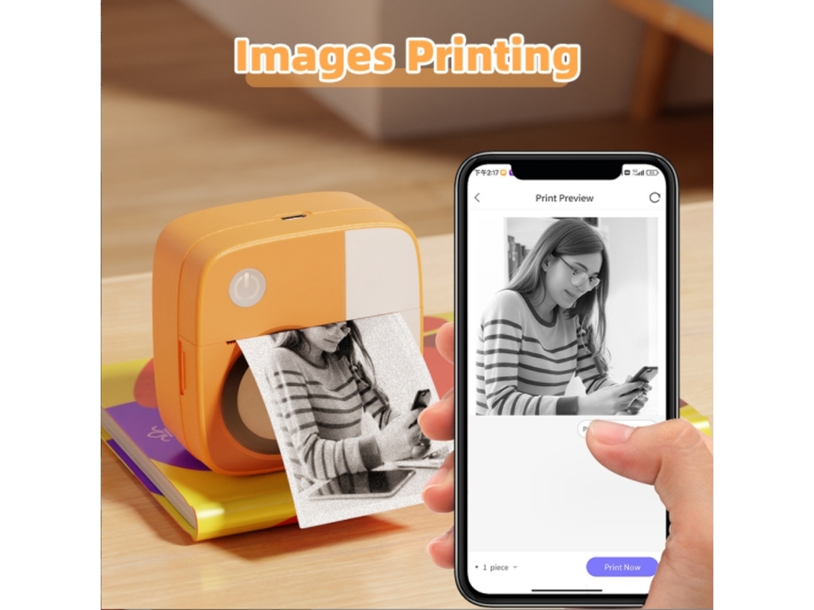 Impressora térmica portátil Ry Mini Pocket, sem fio, etiqueta para cartão inteligente, celular, impressão sem tinta, Bluetooth Mini P Slowmoose