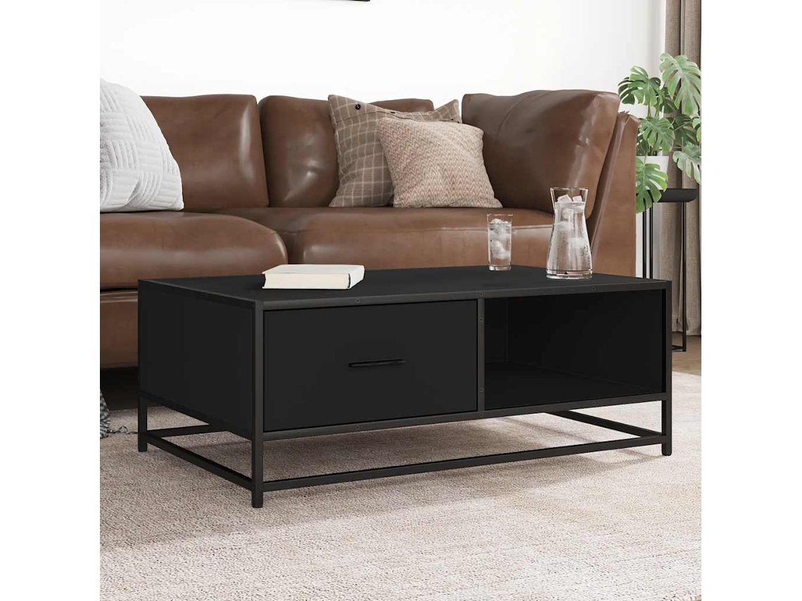 Vidaxl Mesa De Centro 90x57x35 Cm Derivados De Madeira/metal Preto
