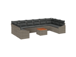 Conjunto 11 Conjunto De Móveis Para Exterior Vidaxl Cinzento Vime Pe (55 X 55 X 37 Cm)