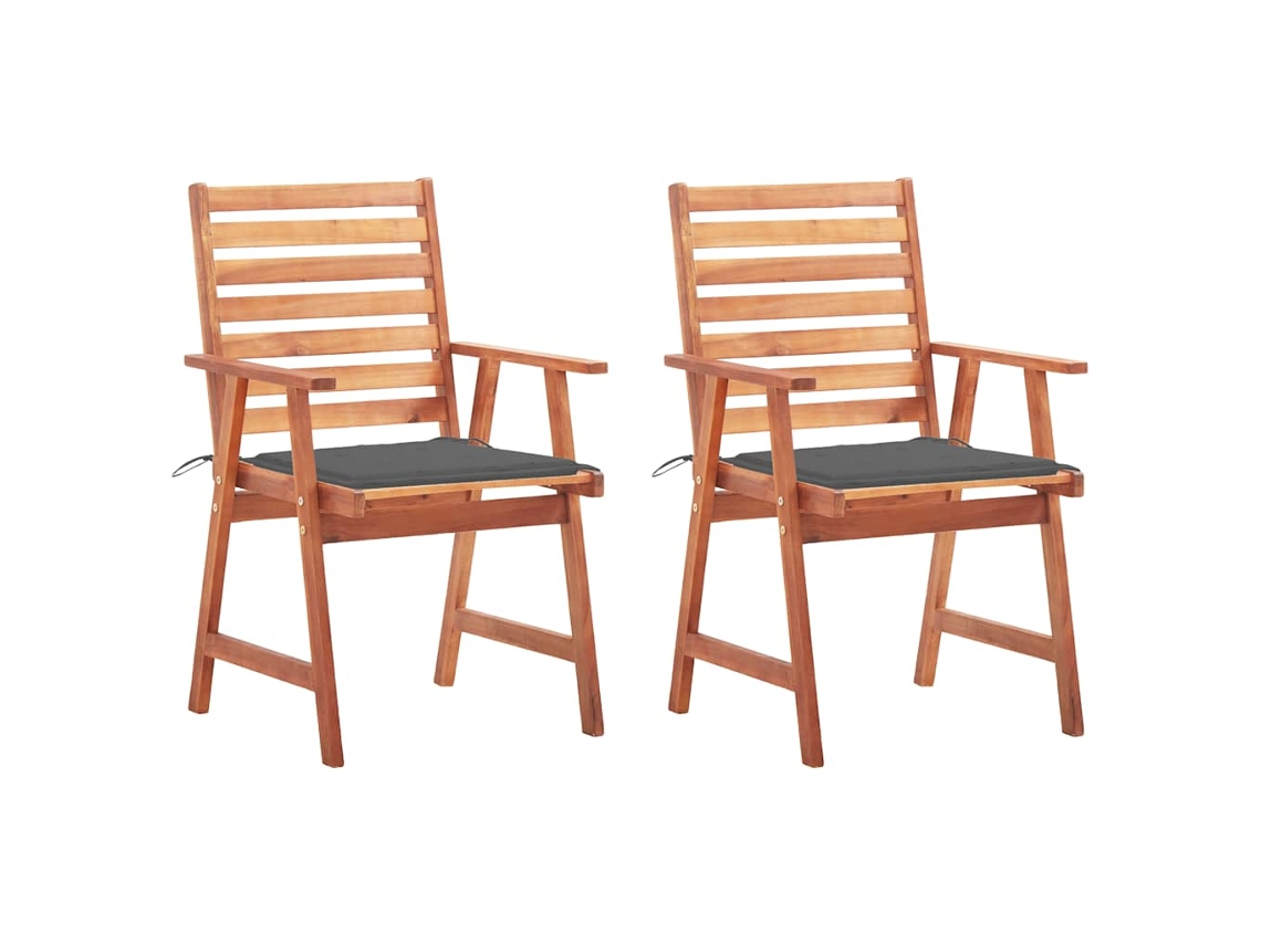 Vidaxl Cadeiras De Jantar P/ Jardim 2 Pcs C/ Almofadões Acácia Maciça