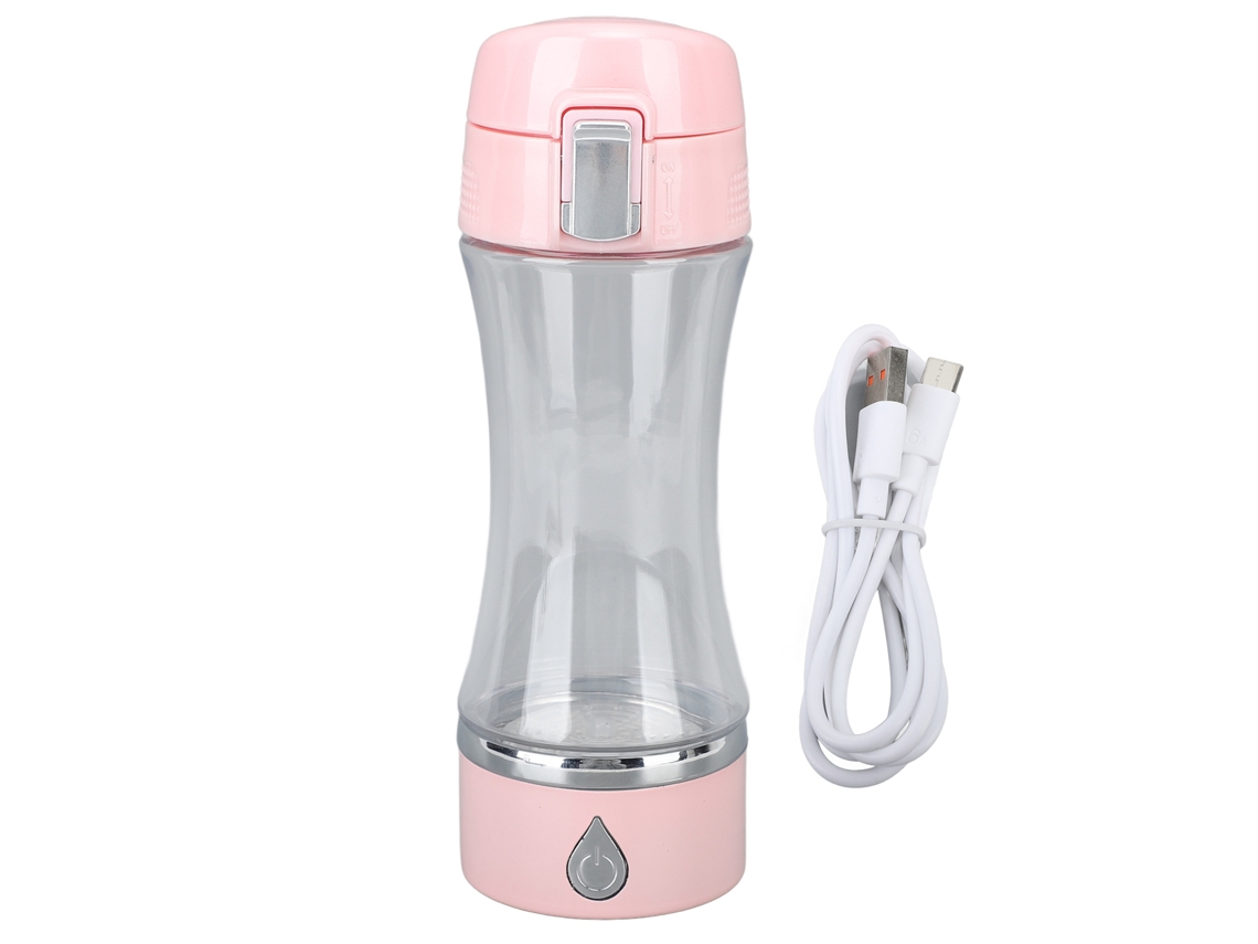 Garrafa de Água com Hidrogênio 420ml Recarregável Rosa