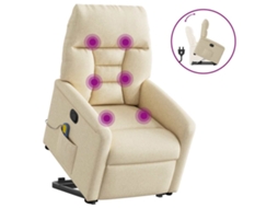 Vidaxl Poltrona Elevatória De Massagens Tecido Cor Creme