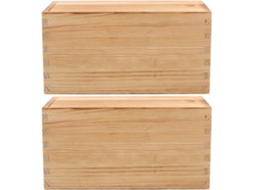 Caixa De Joias Vintage De Madeira Com Tampa Deslizante, 2 Peças - Armazenamento Prático Para Colares.