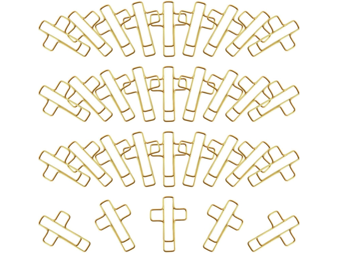 Clipes de papel cruzados (100 unidades), porta-clips de metal, núcleos classificados.