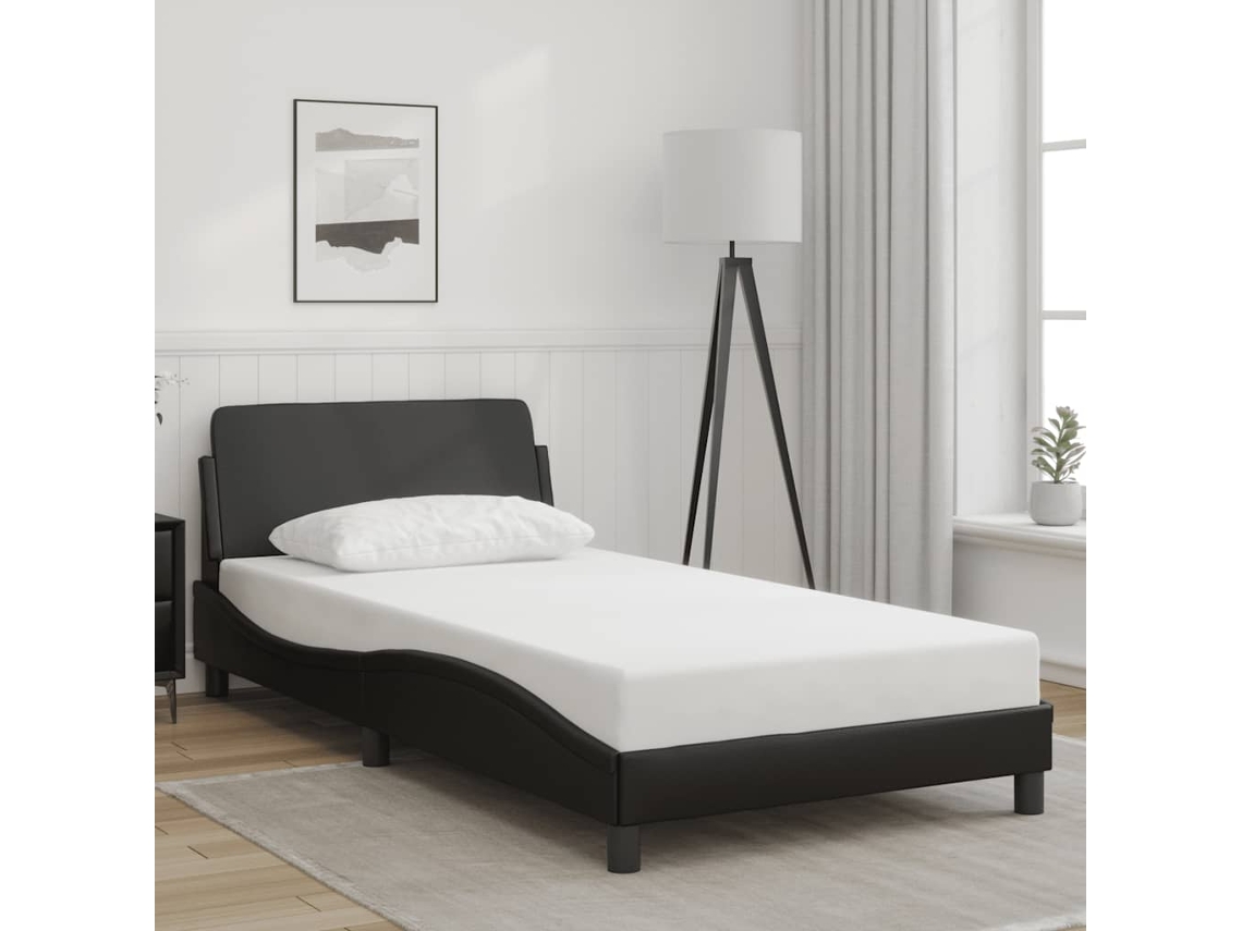 Vidaxl Estrutura de Cama Dover 100x200 Cm Couro Artificial Preto