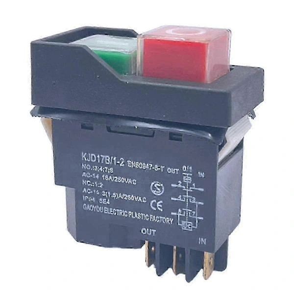 Interruptor De Botão Eletromagnético Kjd17 6 Pinos, 15 A, Ac250 V, Ip55, À Prova D'água E De Segurança