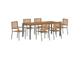Maison Exclusive - Conjunto Jantar Para Jardim 7 Peças Cinza E Marrom Vime Pe