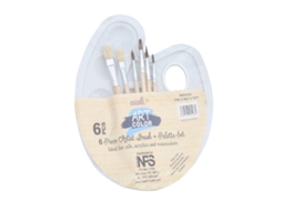 Conjunto De 6 Pinceis E Paleta Para Pintura À Água, Óleo E Acrílico Para Crianças E Adultos
