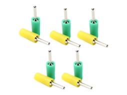 Laxiscreed Conjunto De 5 Plugs Banana Niquelados Com Pinos De Cobre Para Tomadas De Mola, Cor Verde-amarelada