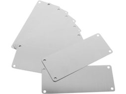 Conjunto De 10 Placas De Sinalização Em Aço Inoxidável 100x40 Para 4 Portas, Com Acabamento Escovado.