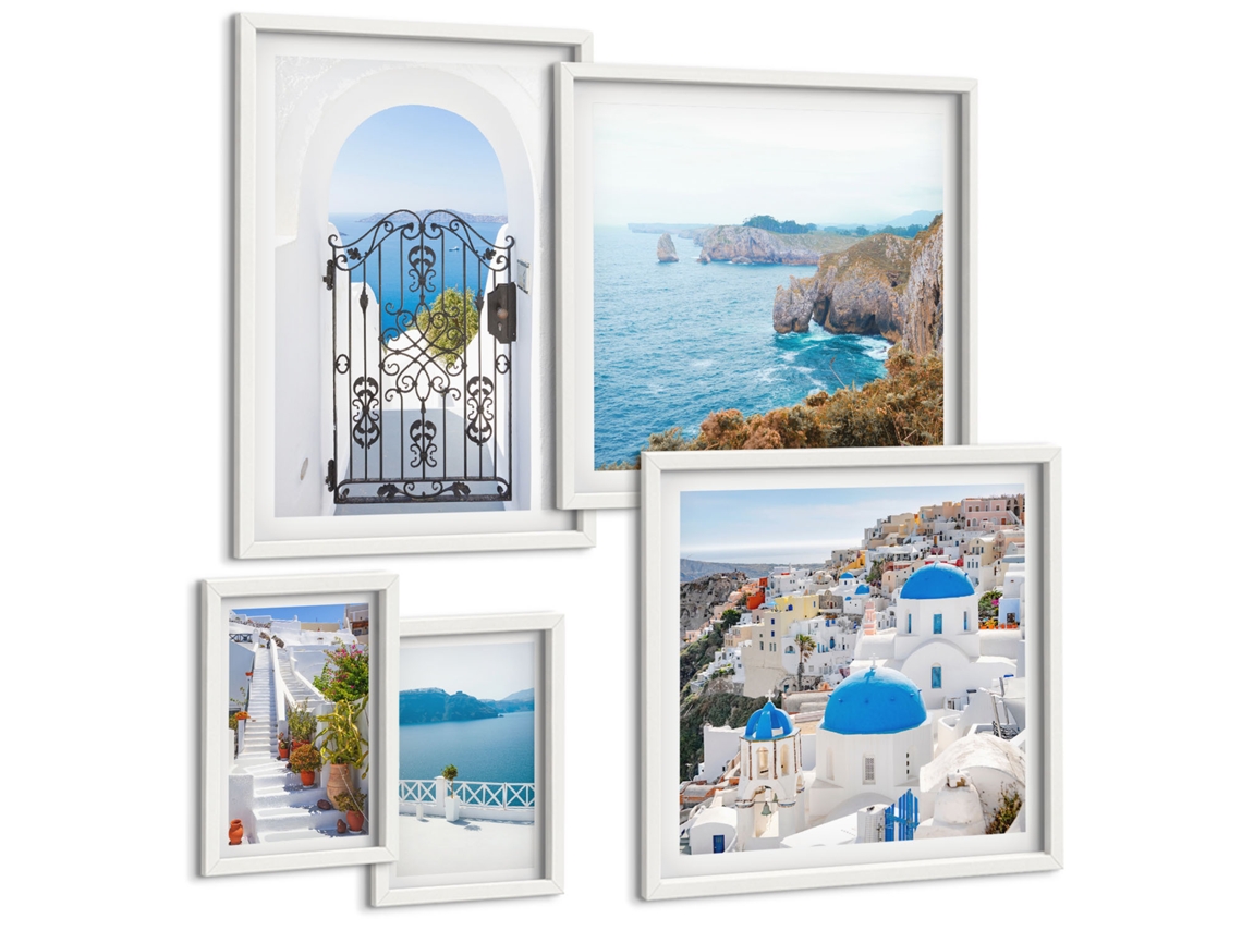 Conjunto De Pinturas Santorini Mar Azul Casas Espelharte (5 Peças)