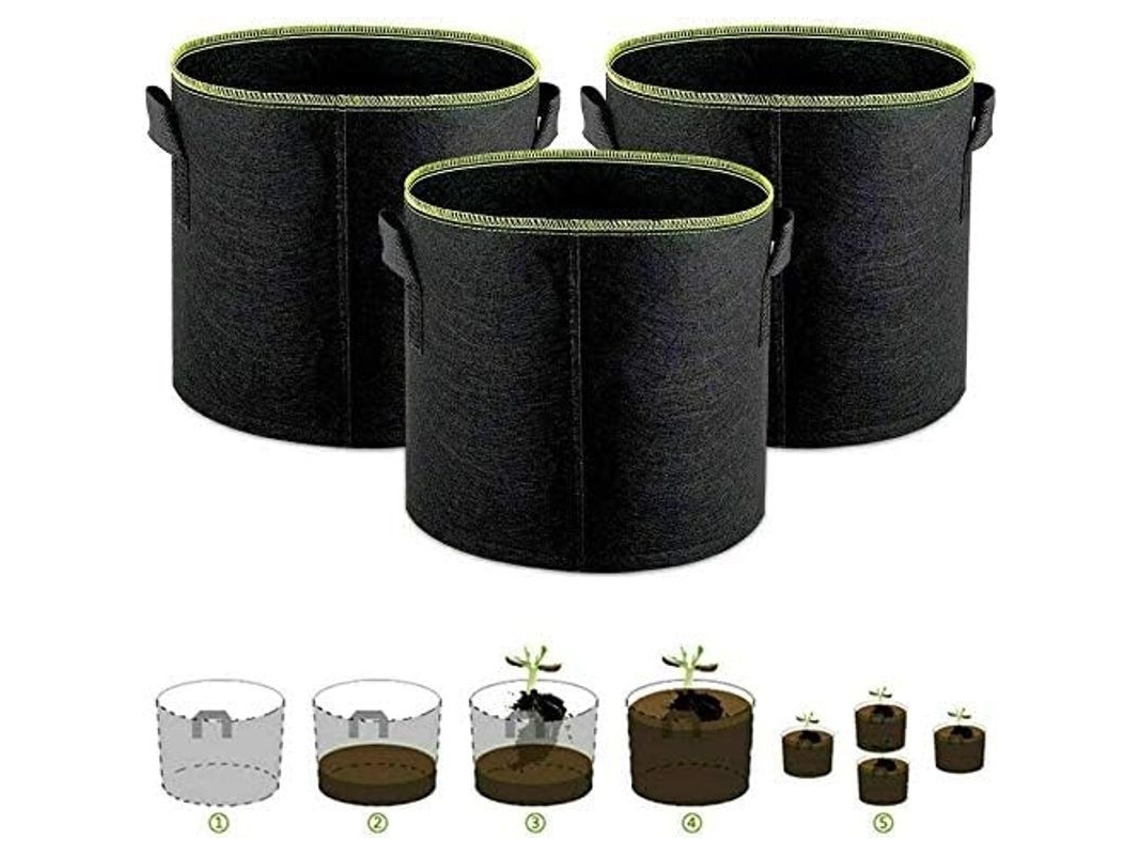 Bolsas De Plantación De Tela No Tejida Con Asa 5 Galones Para Papa Tomate Verduras