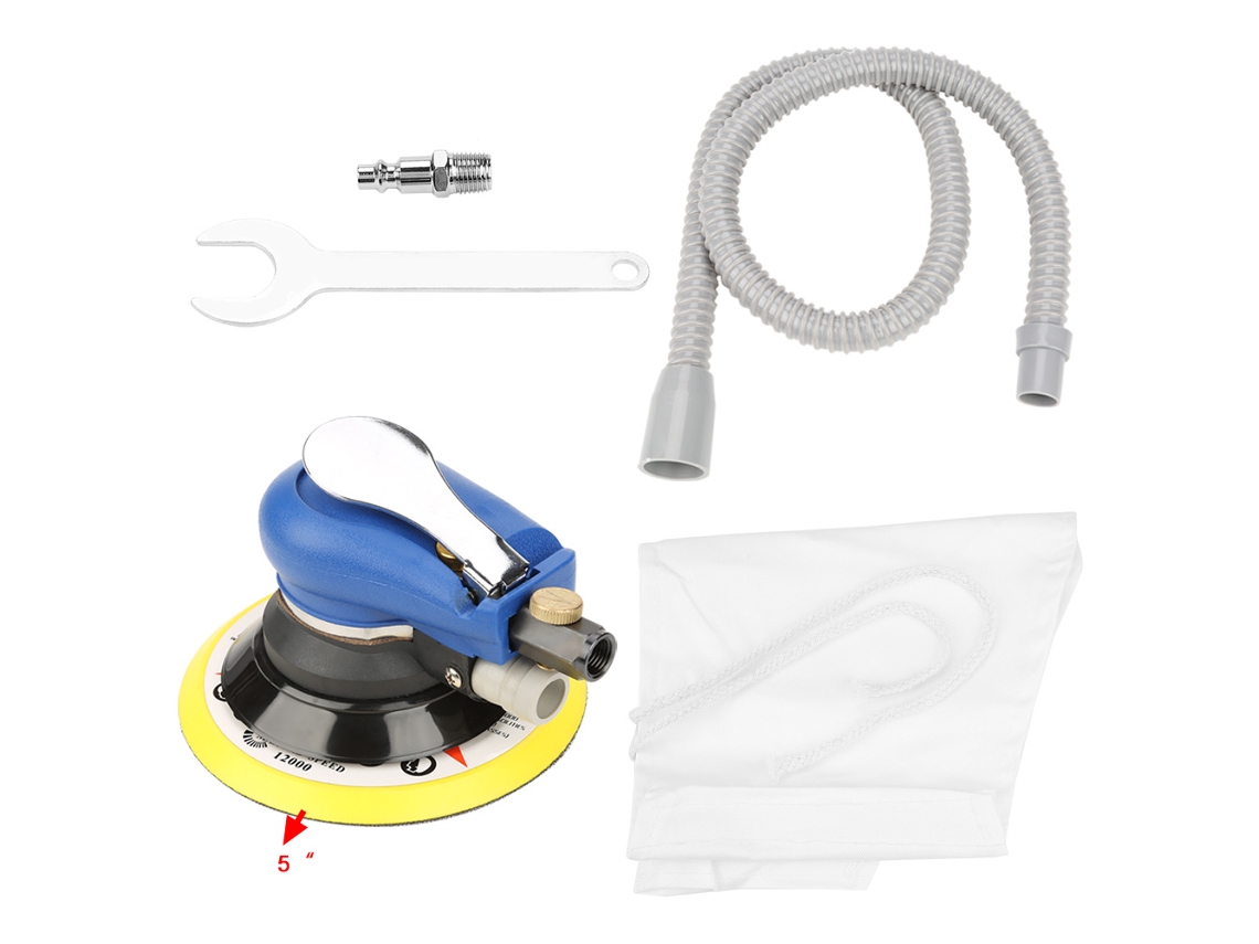 Lijadora Redonda Neumática De 5 Pulgadas Com Bolsa De Armazenamento Para Aspirador E Tubo De Polishing Machine