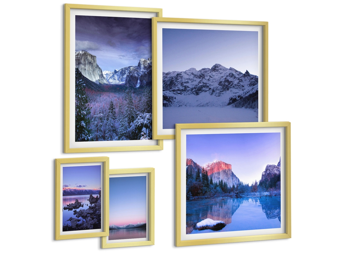 Composição De Quadros Na Parede Motivos Botânicos Minimalistas Moldura Prateada Imagens Para Um Quarto Infantil Espelharte (conjunto De 5 Imagens)