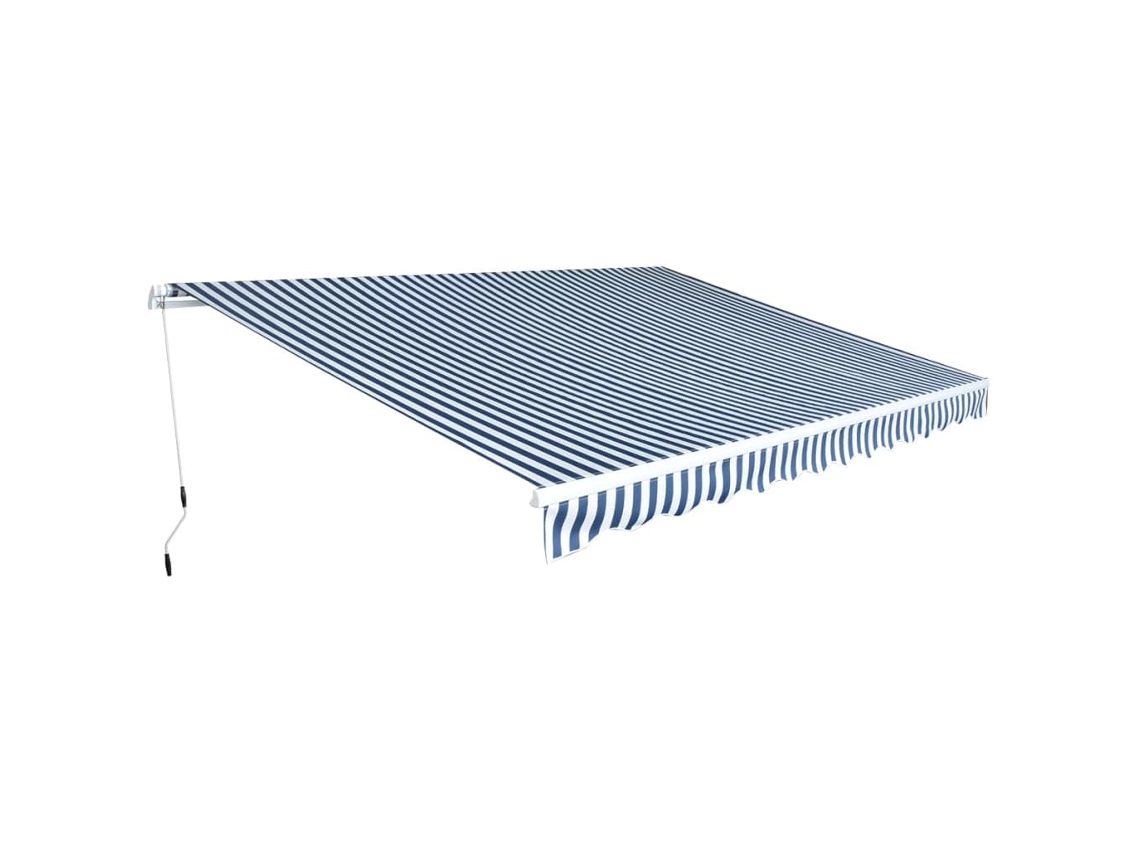 Vidaxl Toldo Dobrável Manual 450 Cm Azul/branco