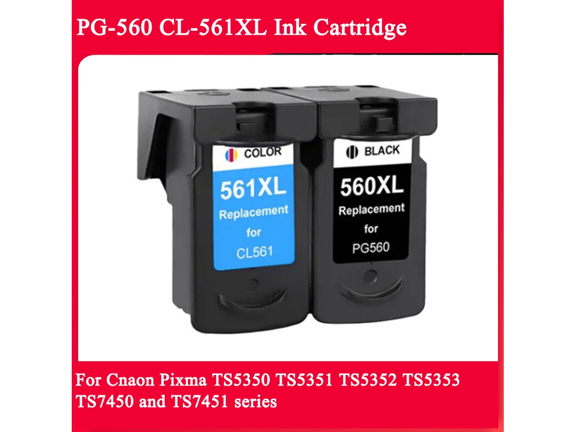 Black-einkshop Compatível Pg560 560xl 561xl Para Canon Pg-560 Cl-561 Xl Cartucho De Tinta Para Canon Pixma Ts5350 Ts7450 Ts5351 Ts5352 Ts535