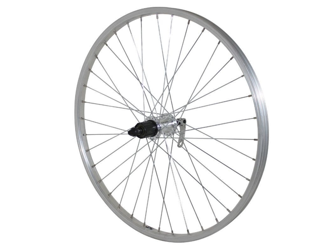 Roda traseira de alumínio com cubo de alumínio e bloqueio da cassete VELOX Shimano 7V. 21C