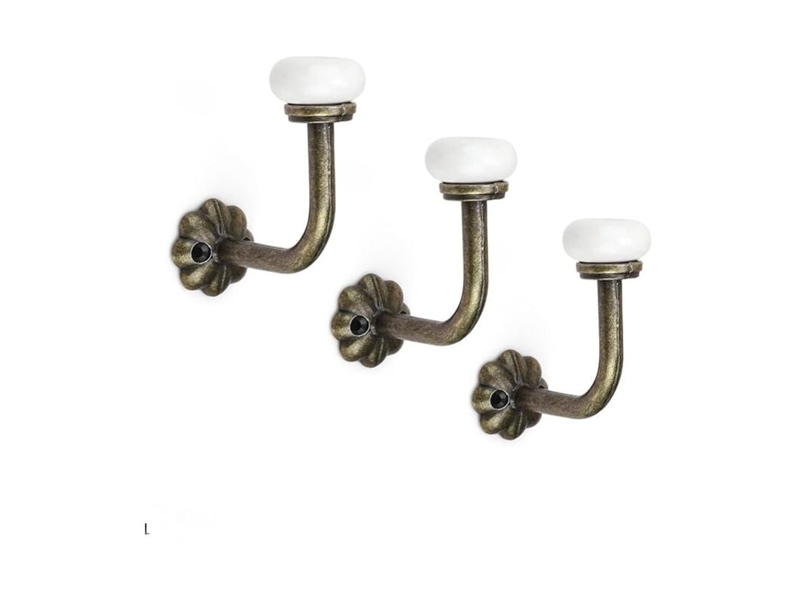 Conjunto De 3 Ganchos De Parede Vintage Em Cerâmica, Com Acessórios Em Liga De Zinco E 3 Parafusos, Cabides Resistentes Para Casacos, Chapéus E Roupas