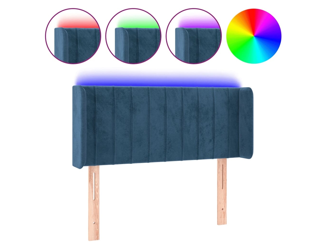 Cabeceira de Cama com Luzes Led Veludo Azul escuro MAISON EXCLUSIVE (83x16x78 cm)