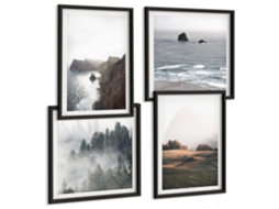 Composição De Quadros Montanhas Naturais E Vistas Do Mar Espelharte (4 Peças)