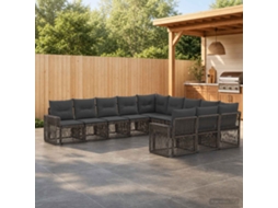 Vidaxl Conjunto De Sofá De Jardim 11 Pcs Cinza E Cinza Escuro Vime Pe