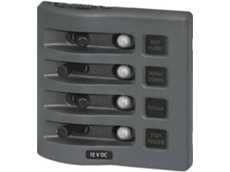 Interruptor BLUE SEA Weatherdeck Panel Circuit Breaker 4 Position Cinzento