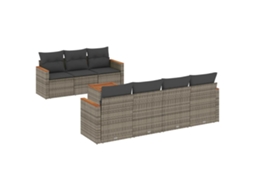 Conjunto de 8 Sofás de Jardim com Almofadões Vime Pe Cinzento MAISON EXCLUSIVE (8 pcs)