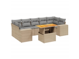 Conjunto de 8 Sofás para Jardim com Almofadões Vime Pe Bege MAISON EXCLUSIVE (8 pcs)