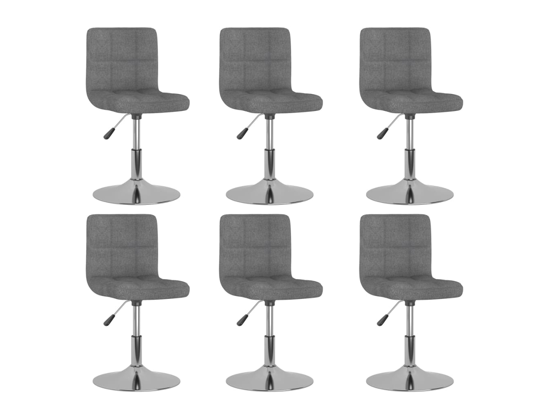 Vidaxl Cadeiras De Jantar Giratórias 6 Pcs Tecido Cinzento-claro