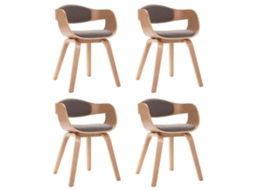 Maison Exclusive - Cadeiras Jantar 4 Pcs Madeira Curvada/tecido Cinza-acastanhado