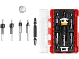 Conjunto De 5 Brocas Cônicas Com Limitador De Profundidade E Caixa De Armazenamento.