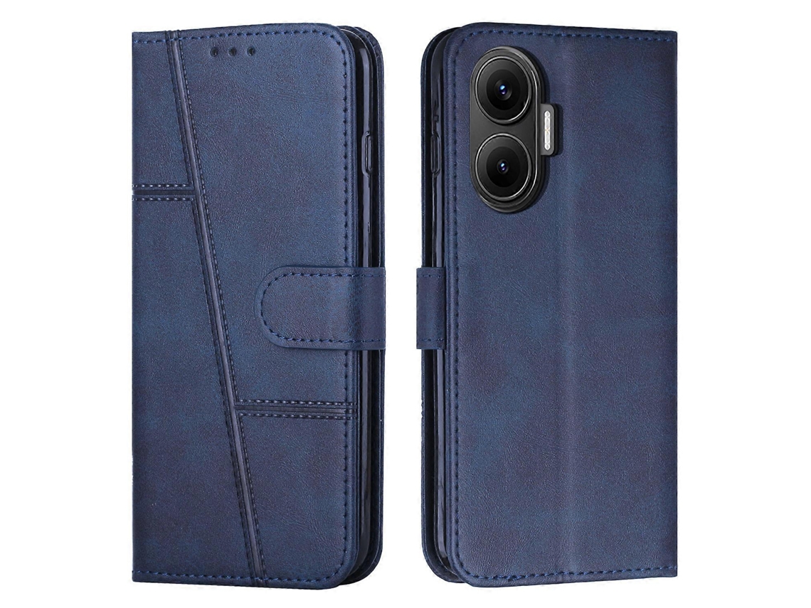 Capa De Couro Tkdaddy Para Xiaomi Poco F7 5g / Redmi Turbo 4 Pro 5g, Dobrável, Com Suporte, Tipo Carteira, Com Alça, Azul