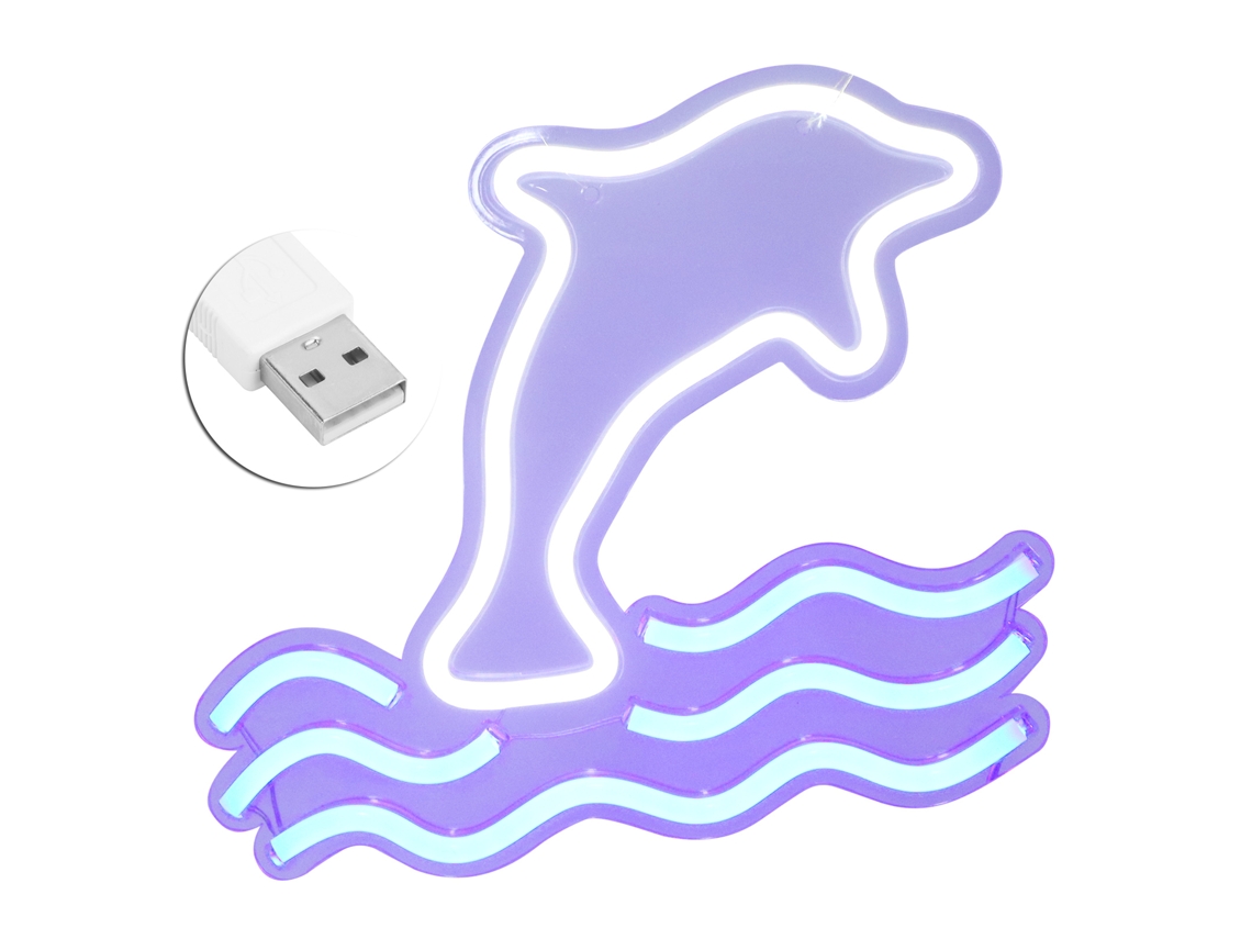 Laxiscreed Abajur Golfinho De Praia Com Usb Para Quarto, Bar, Festa E Decoração