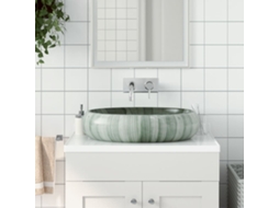 Vidaxl Lavatório De Bancada Oval 59x40x15 Cm Cerâmica Verde