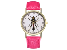 Reloj De Pulsera Retro De Moda Unisex Con Movimiento De Cuarzo Color Rosa Rojo